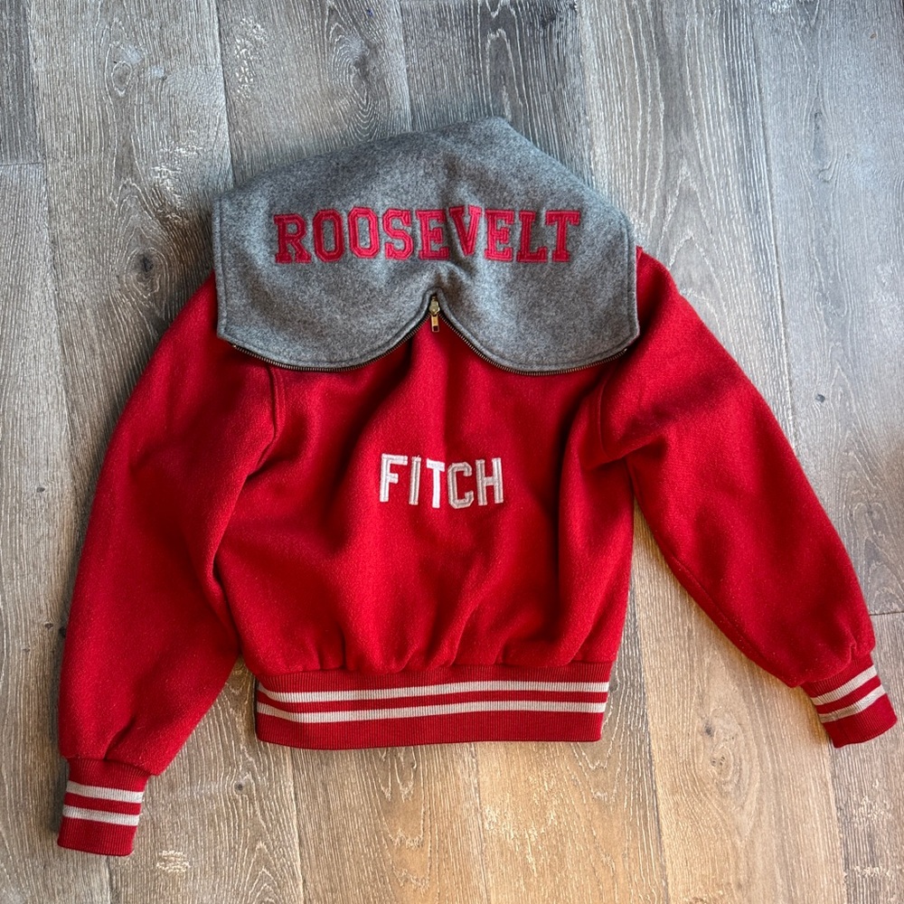 Red Varsity Jacket with Embroidered Patch AS - Picture 3 of 4